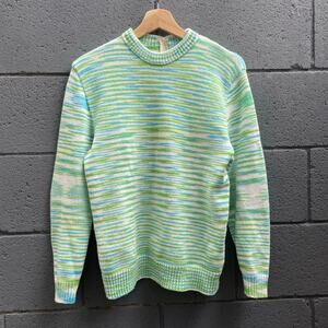 Vintage 70s blue and green knit sweater